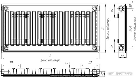 Стальной панельный радиатор Лидея ЛК 11-510 тип 11 500x1000