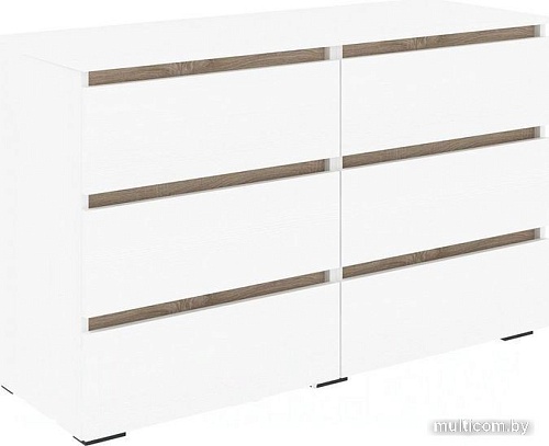 Комод Кортекс-мебель Бари 120 6ш (белый/белый/дуб сонома)