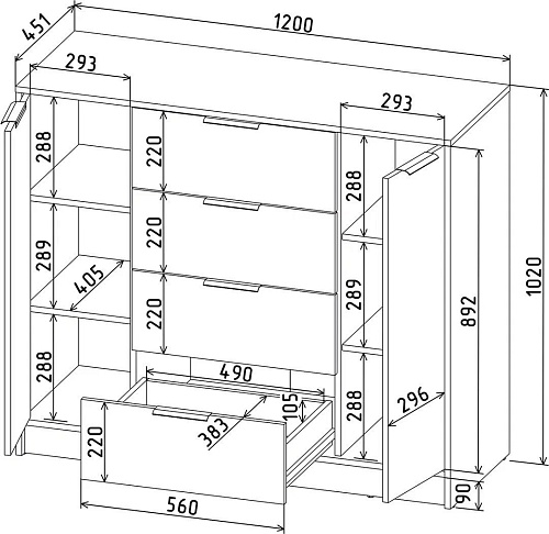 Тумба Интерлиния Концепт КТ-Т120 (серый/белый платинум)