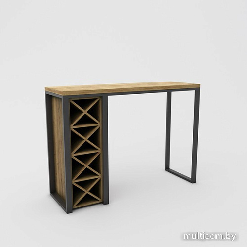 Барный стол Hype Mebel Уайн 120x40 (черный/дуб галифакс олово)
