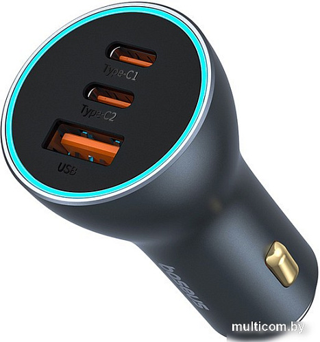 Автомобильное зарядное Baseus Golden Contactor Pro GaN Fast Charging Car Charger U+2C 65W C00035202841-00 (серый)