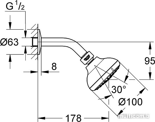 Верхний душ Grohe New Tempesta 100 26088001