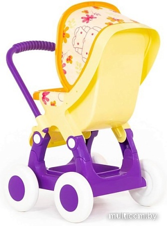 Коляска для кукол Полесье прогулочная 4-х колесная №2 48158 (желтый/фиолетовый)