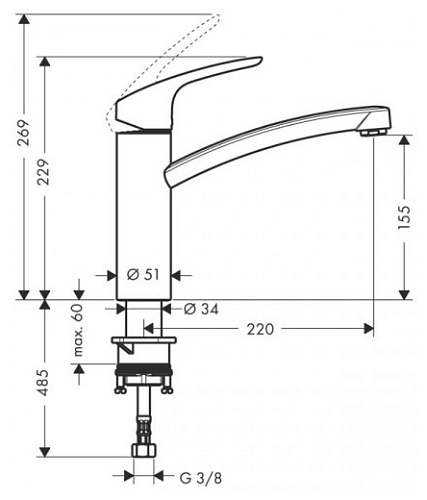 Однорычажный смеситель Hansgrohe Focus E 31806000