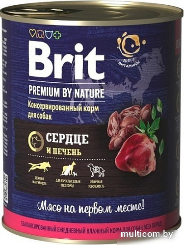 Консервированный корм для собак Brit Premium By Nature Heart & Liver 850 г