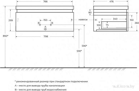 Cezares Тумба под умывальник SLIDER-800-1C-SO-BO
