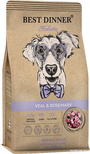 Сухой корм для собак Best Dinner Holistic Adult Sensible Hypoallergenic All Breeds Veal&rosemary (3 кг)