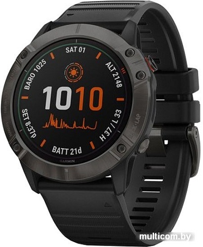 Умные часы Garmin Fenix 6X Pro Solar (титановый серый DLC/черный)