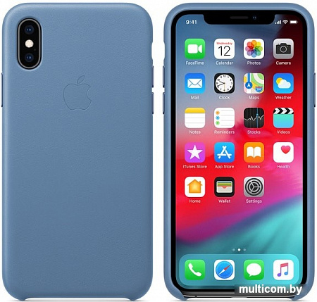 Чехол Apple Leather Case для iPhone XS (синие сумерки)