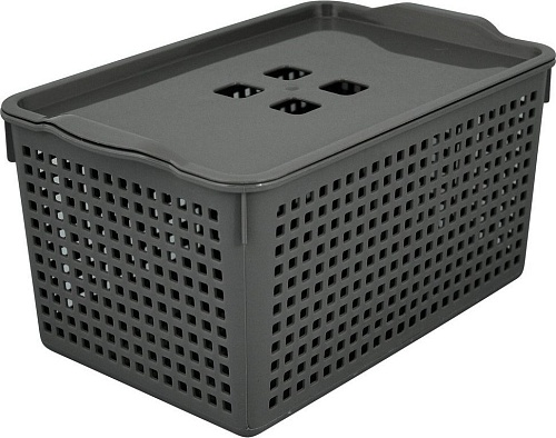 Корзина Мультидом Лофт 644 108 (серый, с крышкой)
