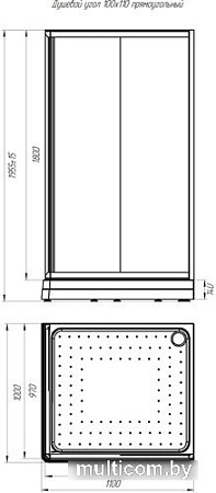 Душевой уголок Radomir 100x110 R 1-03-1-2-0-1231 (матовое стекло)