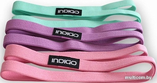 Набор фитнес резинок Indigo IN341 (3 шт, сиреневый/розовый/бирюзовый)