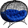 Садовый диван M-Group Улей на ножках 11220410 (черный ротанг/синяя подушка)