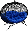 Садовый диван M-Group Улей на ножках 11220410 (черный ротанг/синяя подушка)