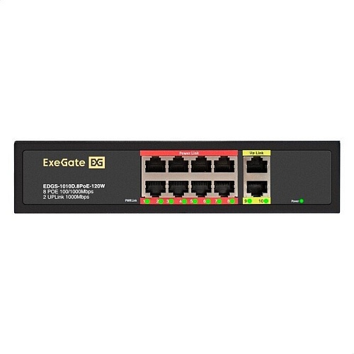 Неуправляемый коммутатор ExeGate EDGS-1010D.8PoE-120W