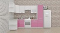 Угловая кухня ВерсоМебель ЭкоЛайт-6 1.3x2.8 левая (белый/розовый)