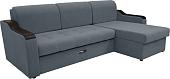 Диван Сириус Лидер-3 с оттоманкой ППУ 260x165 (Eva 32 велюр серый)