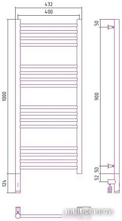 Полотенцесушитель Сунержа Богема 3.0 прямая 1000х400 МЭМ левый 071-5804-1040