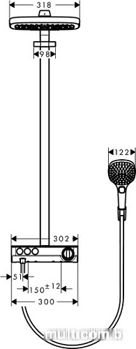 Душевая система Hansgrohe Raindance Select E 300 3jet Showerpipe [27127400]