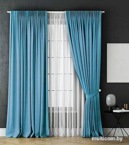 Комплект штор Pasionaria Каспиан 480x250 с подхватами (голубой)