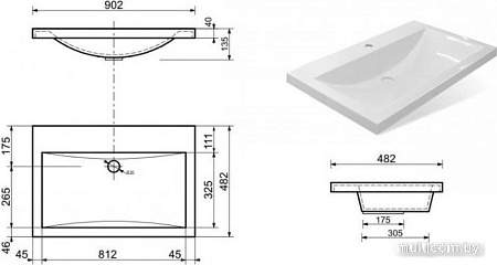 Умывальник Эстет Monaco Silk 90x48 ФР-00014395