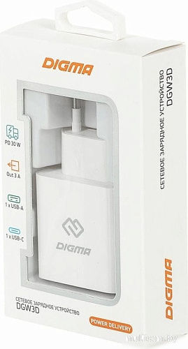 Сетевое зарядное Digma DGW3D (белый)