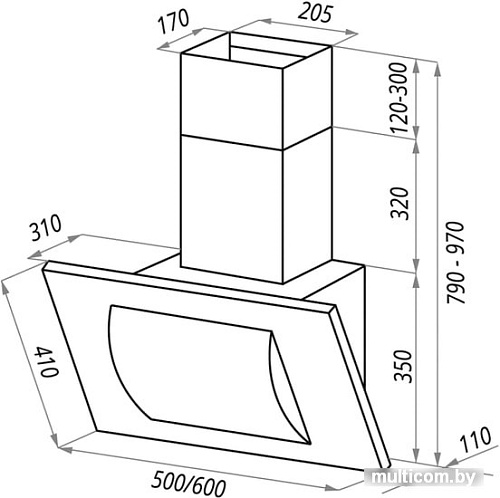 Кухонная вытяжка Ciarko Brigantina 50 (черный)