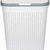 Корзина ВиолетПласт для белья 40 л с крышкой Ротанг (белый)