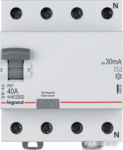 Устройство защитного отключения Legrand RХ3 4P 40A 30mA 10kA 4M тип АС 402063