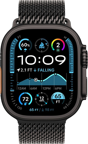 Умные часы Apple Watch Ultra 2 LTE 49 мм (титановый корпус, черный/черный, миланская петля L)