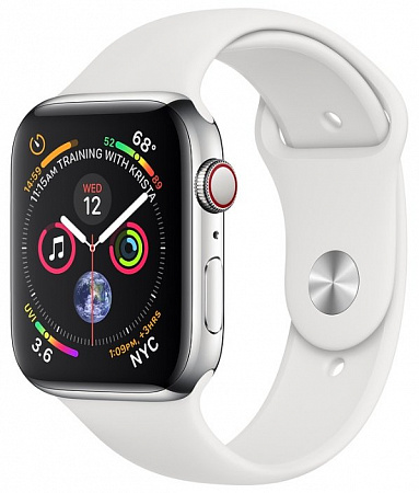 Часы Apple Watch Series 4 GPS + Cellular 44mm Stainless Steel Case with Sport Band