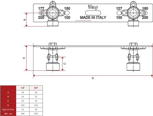 ITAP Коллектор с расходомерами 907C 1"x3/4" (3 конт.)