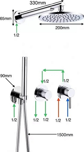 Душевая система Grocenberg GB5090 (графит)