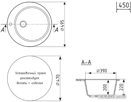 Кухонная мойка Mixline ML-GM13 551898 (ультра-черный)