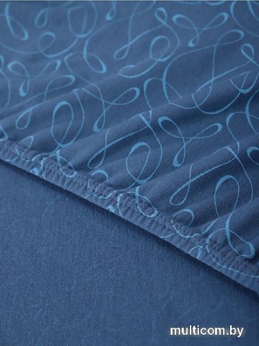 Постельное белье Luxsonia Трикотаж на резинке 140x200 1393 (вензель синий)