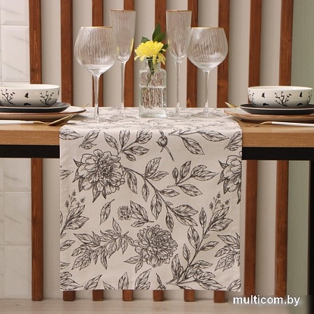Дорожка на стол Этель Black Flowers 10283364