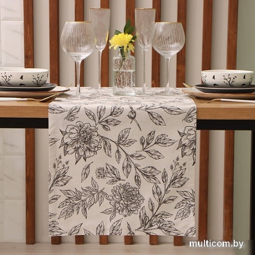 Дорожка на стол Этель Black Flowers 10283364