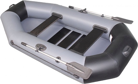 Гребная лодка Vivax К250 с ковриком-сланью (без киля, серый/черный)