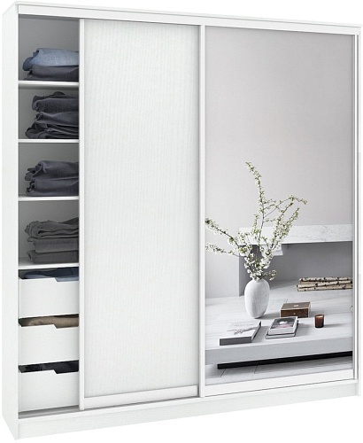 Шкаф-купе Кортекс-мебель Сенатор ШК12-45 Классика ДСП с зеркалом (белый)