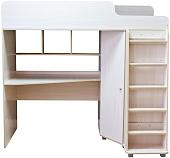 Кровать-чердак Красная звезда Р440 Капризун 5 со шкафом 180x80 (дуб млечный)