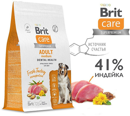 Brit Care Dog Adult M Monoprotein Dental Health 12 кг