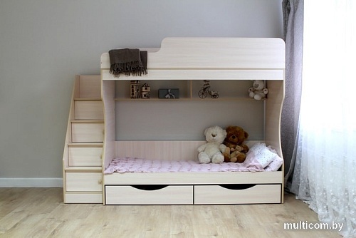 Двухъярусная кровать Красная звезда Р443 Капризун 6 180x80 (дуб млечный)