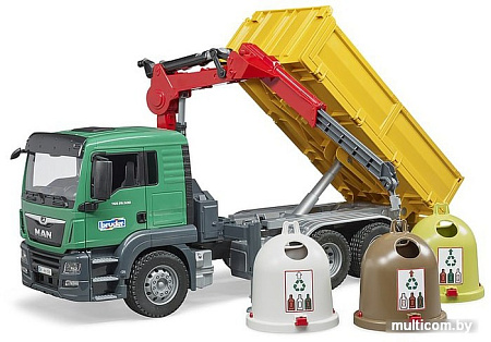 Bruder MAN TGS Truck with 3 glas recycling containers 03753