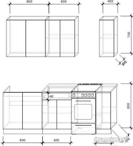 Кухня Хоум Лайн Луиза 1800 (сосна пасадена/сосна пасадена)