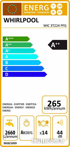 Посудомоечная машина Whirlpool WIC 3T224 PFG