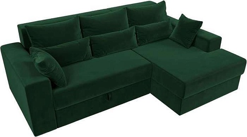 Угловой диван Mebelico Майами 15 114916 (правый, велюр, зеленый)