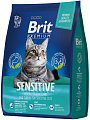 Сухой корм для кошек Brit Premium Sensitive с индейкой и ягненком 2 кг