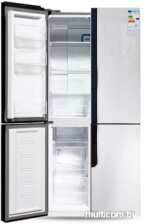 Четырёхдверный холодильник Ginzzu NFK-500 White glass