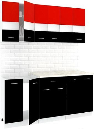 Кухня Кортекс-мебель Корнелия Экстра 1.7м (красный/черный/королевский опал)