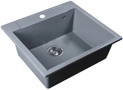 Кухонная мойка Marblan Cubi (серебристый, с сифоном)